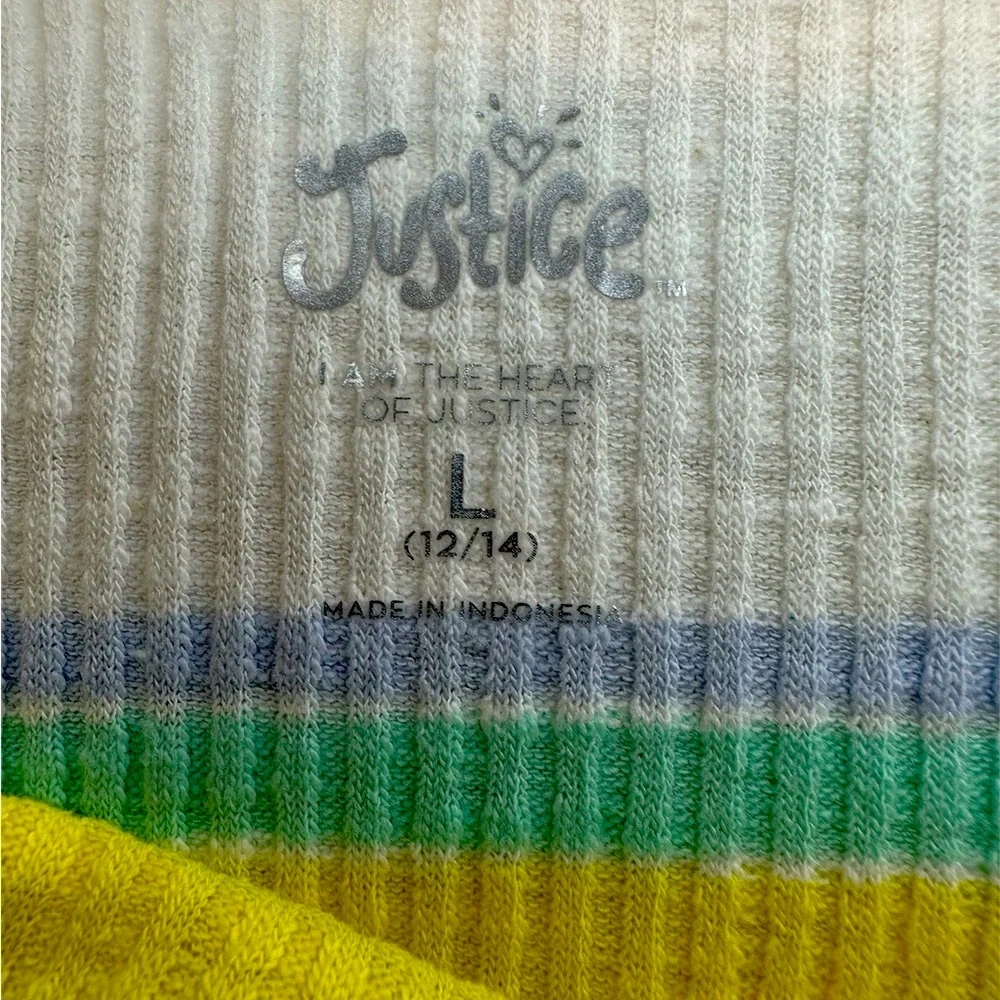 Justice Red and Yellow Striped Tank Top with matching hair tie 🎀